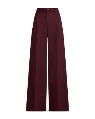 Wool Blend Twill Wide Leg Pants