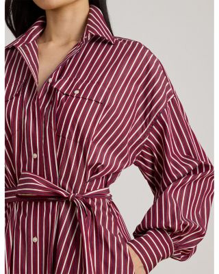 Striped Belted Broadcloth Shirtdress