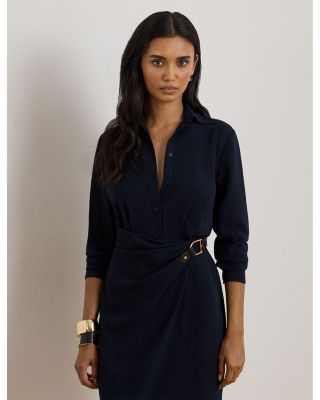 Buckle Trim Georgette Shirtdress