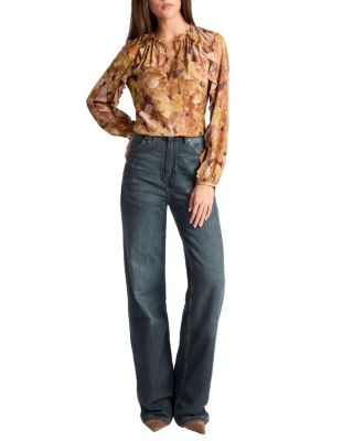 Skyla Long Sleeve Ruffle Blouse in Floral Crepe