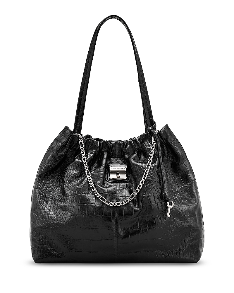 Marc Jacobs The Cristina Croc Embossed Leather Tote In Black