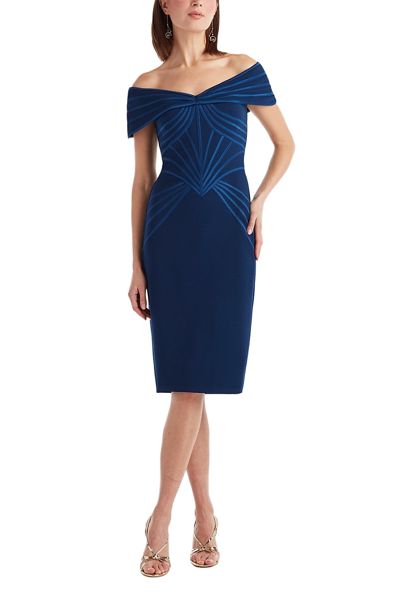 Tadashi Shoji Bos25683m Short Cocktail Evening Dress In Blue
