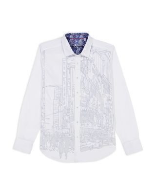 Urban Classics Printed Long Sleeve Button Front Shirt