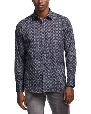Bramston Printed Long Sleeve Button Front Shirt