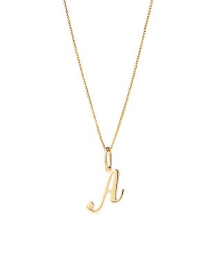 Solid Yellow Gold Script Letter Necklace