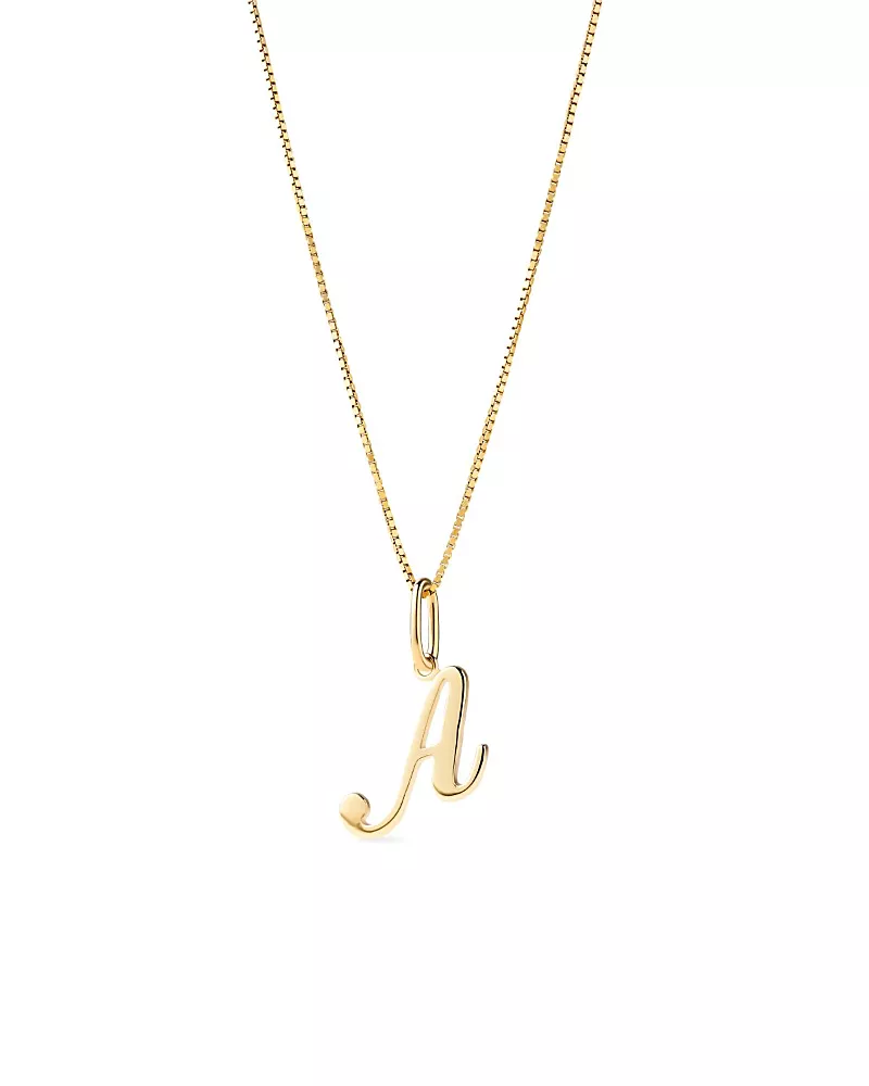 Ana Luisa Solid Yellow Gold Script Letter Necklace