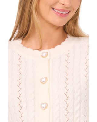 Heart Button Pointelle Cardigan