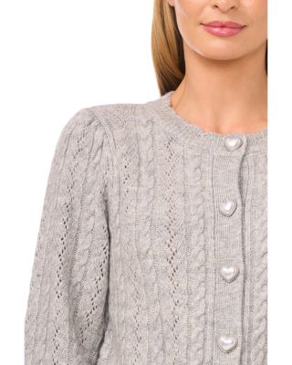 Heart Button Pointelle Cardigan