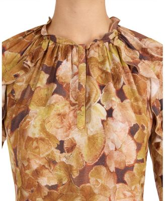 Jayda Long Sleeve Ruffle Dress in Floral Crepe