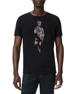 Short Sleeve Raw Edge Graphic Tee