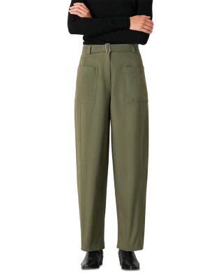 Belted Barrel Leg Pants 