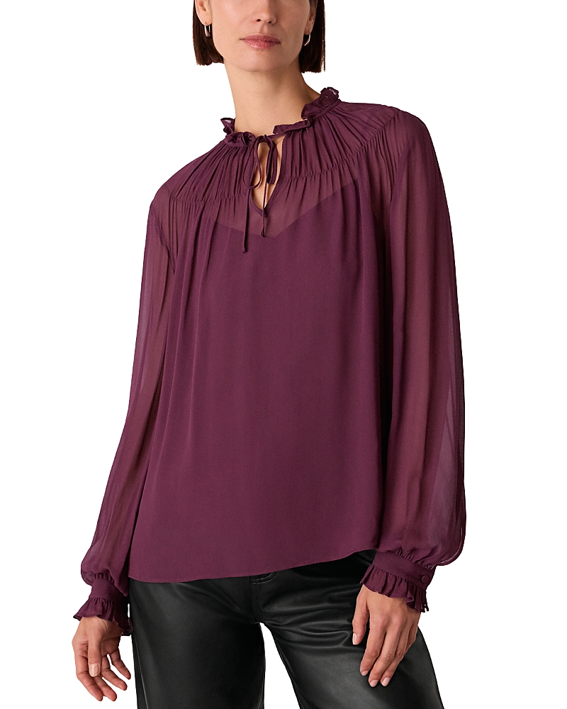 Whistles Tie Neck Sheer Blouse