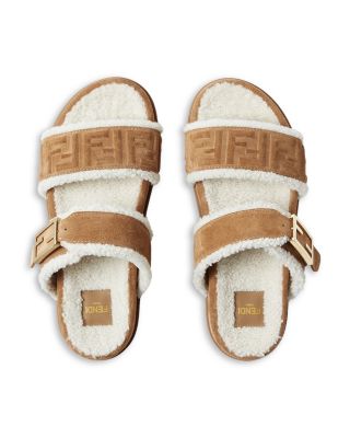 Women's Fendi Feels Shearling Lined Slides