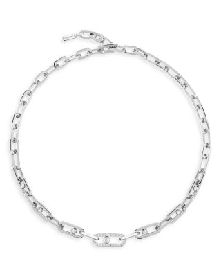 18K Gold Move Link Diamond Collar Necklace, 17.7"