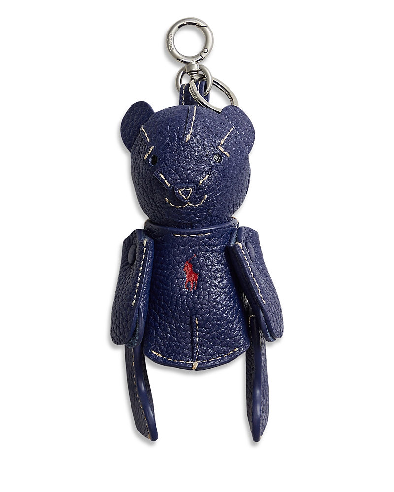 Polo Ralph Lauren Polo Bear Leather Bag Charm In Blue