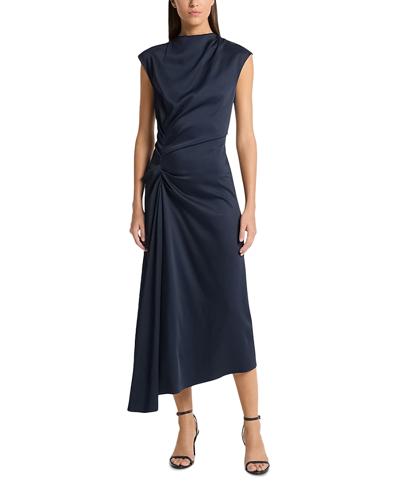 Michael Kors Collection Satin Cowl Neck Cinched Dress