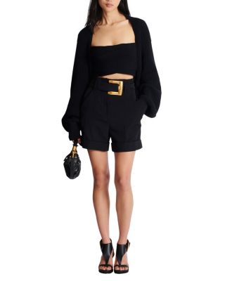  Ribbed Knit Bolero Cardigan