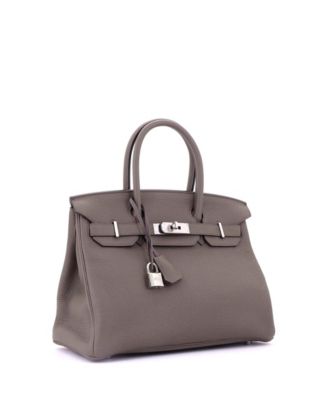 Birkin 30 Handbag Grey Clemence with Palladium Hardware