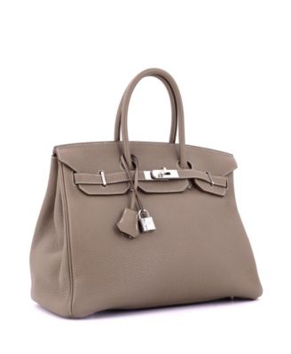 Birkin 35 Handbag Grey Togo with Palladium Hardware
