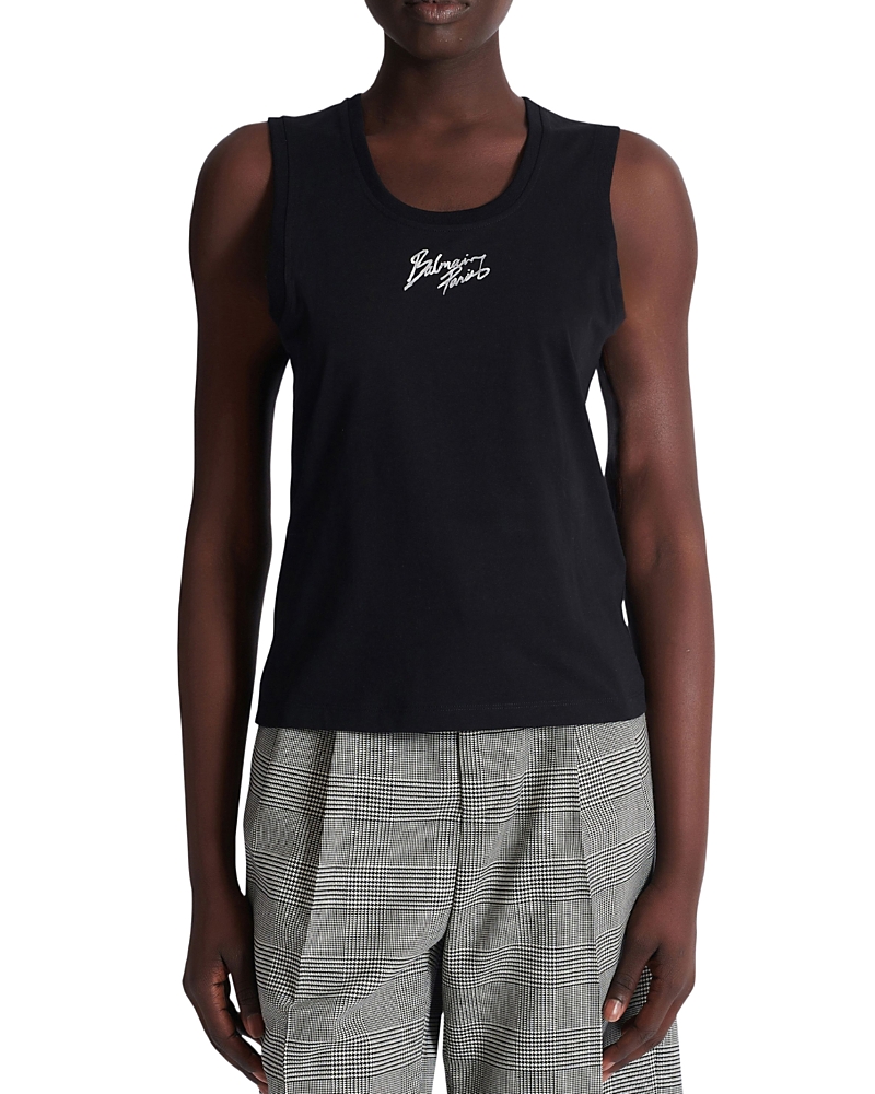 Balmain Relaxed Tank Top With Paris Brush Print