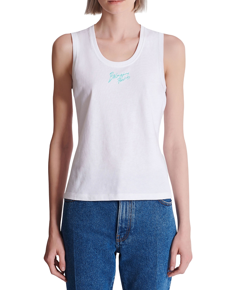 Balmain Relaxed Tank Top With Balmain Paris Brush Print