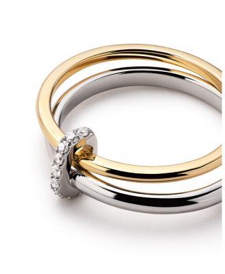 Solid Gold Two Tone Lab Grown Diamond Link Ring