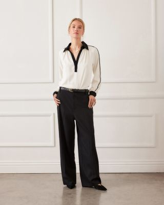 Long Sleeve Colorblock Edge Stitch Top