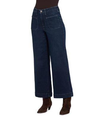 Teresa High Rise Wide Leg Ankle Jeans in Blacken Blue