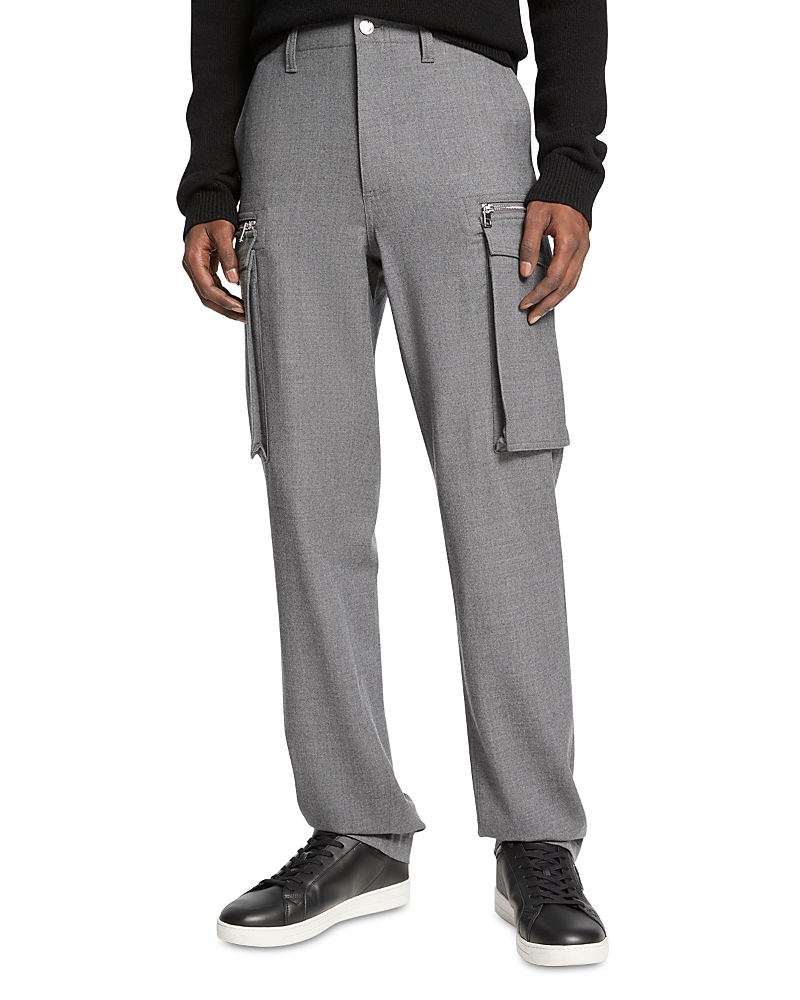 Michael Kors Wool Zip Pocket Cargo Pants In Gray