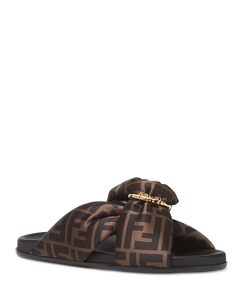 Fendi Feel Satin Ff Slides In Multi