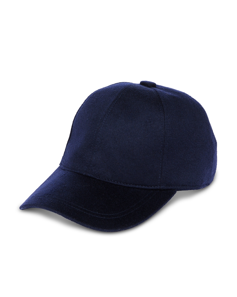 Vince Cashmere Baseball Cap With Leather Strap In Blue