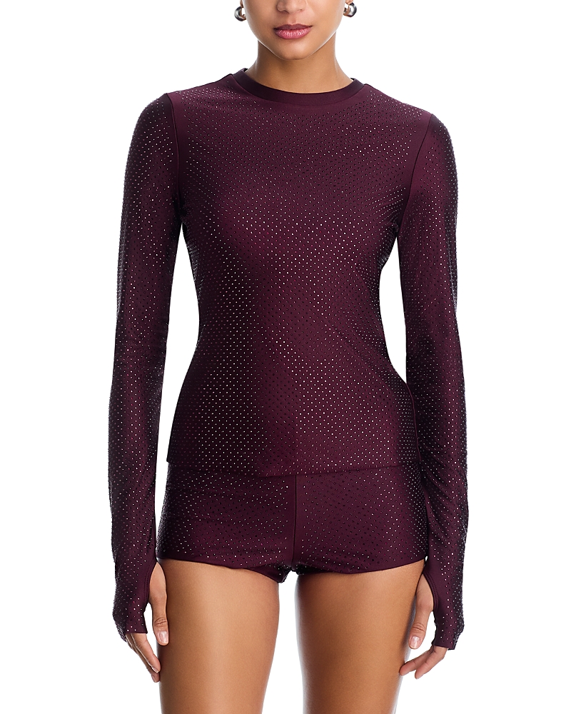 Afrm Kaylee Embellished Top In Purple