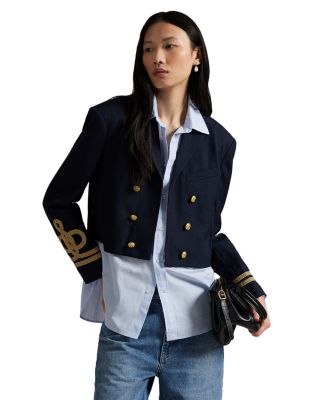 Double Breasted Cropped Wool Jacket