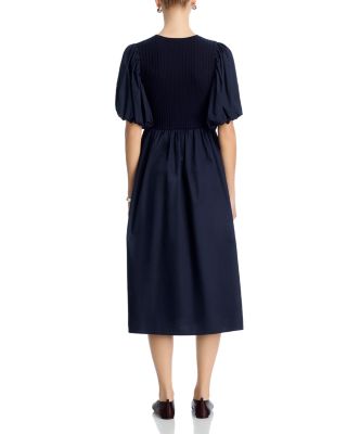 Puffed Sleeve Midi Dress