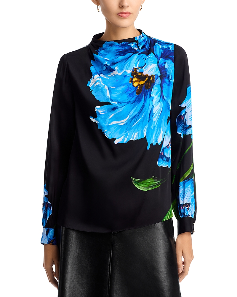 Elie Tahari The Ember Silk Blouse In Blue