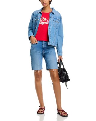 The High Waisted Rider Bermuda Shorts in Float My Boat