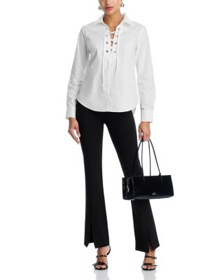 Poplin Lace Up Long Sleeved Top - Exclusive