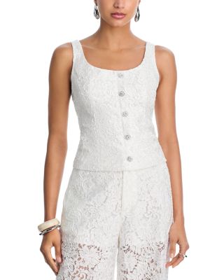 Aqua Soutache Cord Sleeveless Lace Top - Exclusive