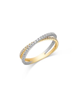 Diamond Crossover Ring in 14K White & Yellow Gold, 0.40 tcw