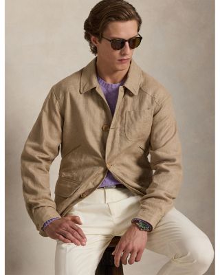 Linen Herringbone Utility Jacket