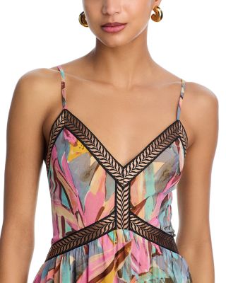 Sleeveless Abstract V Neck Midi Dress - Exclusive