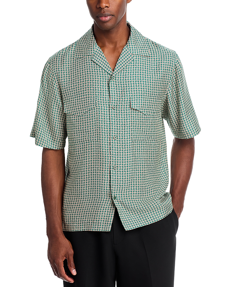 Simkhai Clarke Printed Short Sleeve Silk Camp Shirt