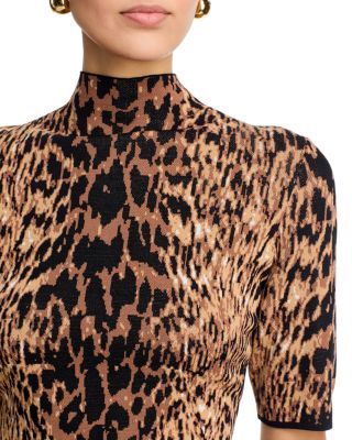 Mock Neck Animal Jacquard Dress