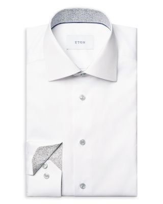 Signature Twill Solid Slim Fit Dress Shirt with Floral Detail