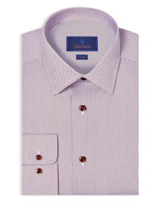 Trim Fit Micro Geometric Print Dress Shirt