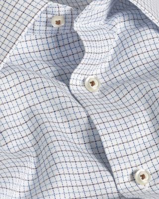Trim Fit Textured Herringbone Check Dress Shirt