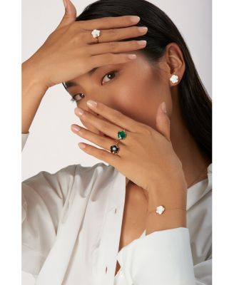 18K Rose Gold Petit Joli White Agate & Diamond Stud Earrings