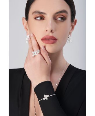 18K White Gold Giardini Segreti Diamond Pav&eacute; Flower Cuff Ring