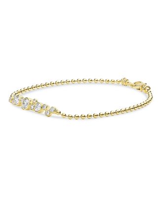 18K Yellow Gold Fizz Diamond Bezel Horizontal Cluster Bead Link Bracelet