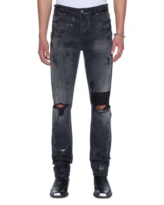 Chitch Powder Slim Fit Distressed Jeans in Charcoal Gray